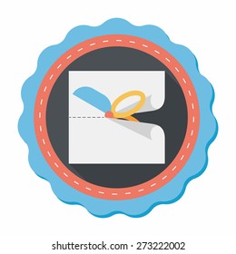 Scissor cut paper flat icon with long shadow,eps10