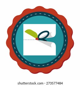 Scissor cut paper flat icon with long shadow,eps10