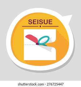 Scissor cut paper flat icon with long shadow,eps10