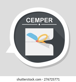 Scissor cut paper flat icon with long shadow,eps10