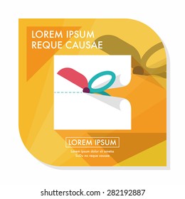 Scissor cut paper flat icon with long shadow,eps10