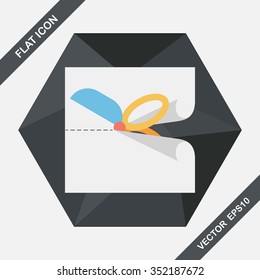 Scissor cut paper flat icon with long shadow,eps10