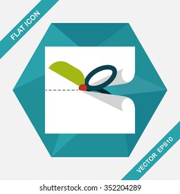 Scissor cut paper flat icon with long shadow,eps10