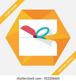 Scissor cut paper flat icon with long shadow,eps10