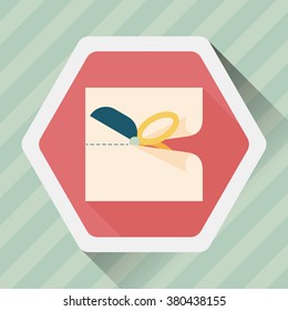 Scissor cut paper flat icon with long shadow,eps10