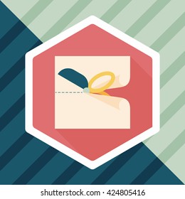 Scissor cut paper flat icon with long shadow,eps10