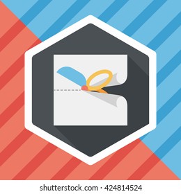 Scissor cut paper flat icon with long shadow,eps10