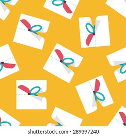 Scissor cut paper flat icon,eps10 seamless pattern background
