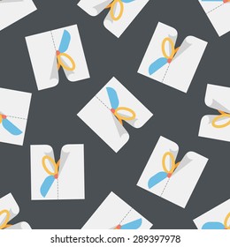 Scissor cut paper flat icon,eps10 seamless pattern background