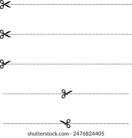 scissor cut paper icon vector set