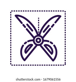 scissor cutting coupon commercial line style icon vector illustration design