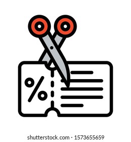 Scissor cutting coupon vector, Black friday related filled style icon
