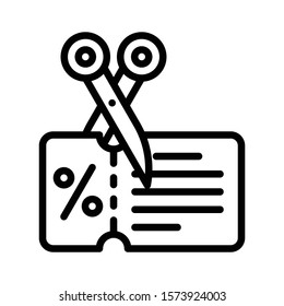 Scissor cutting coupon vector, Black friday related line style icon