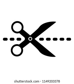 
Scissor cutting a dash line representing coupon cutting symbol 
