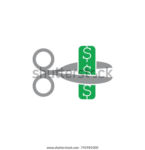 scissor cutting dollar\
money symbol vector