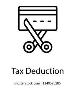 A scissor cutting paper money depicting tax deduction concept 