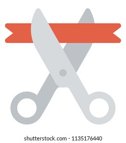 
A scissor cutting red ribbon depicting ribbon cutting ceremony
