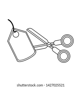 Scissor cutting shopping label isolated vector illustration graphic design