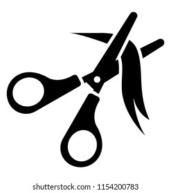 
Scissor cutting through a hair strand to showcase haircut icon
