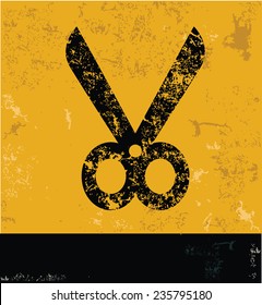 Scissor design on yellow background,yellow vector