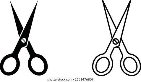 Scissor design styles. The icon is isolated on a white background