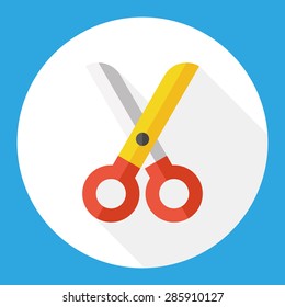 Scissor flat icon with long shadow