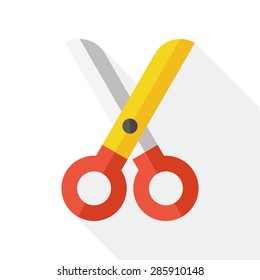 Scissor flat icon with long shadow