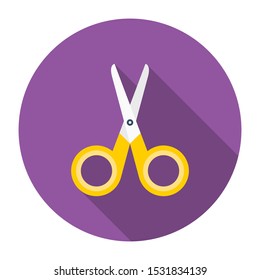 Scissor Flat Icon Vector With Long Shadow