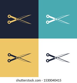 Scissor Four Color Minimalist Icon Logo Set in Elegant Color
