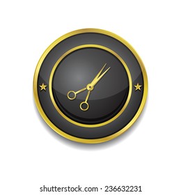 Scissor Gold Vector Icon Button