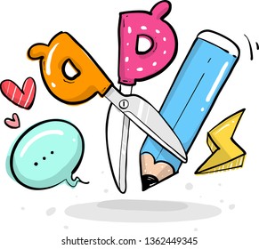 scissor hand drawn