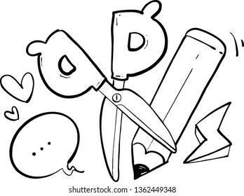 scissor hand drawn