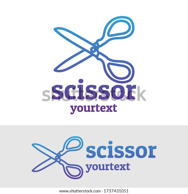 scissor hand drawn\
logo design. gradient\
color