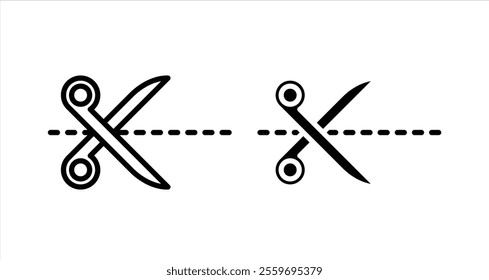 Scissor Icon collection in filled and stroke style.
