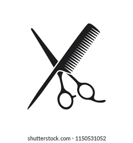 scissor icon conception with hair comb icon