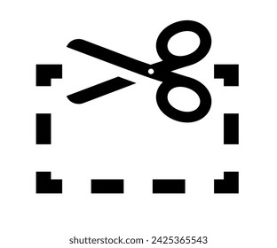 Scissor Icon with Cut Here Dotted Lines