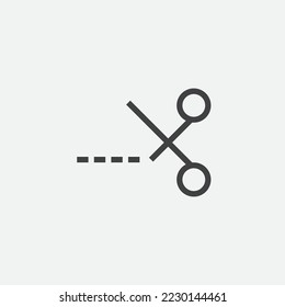 Scissor icon with cut lines for tailor, cloth and fashion. 
