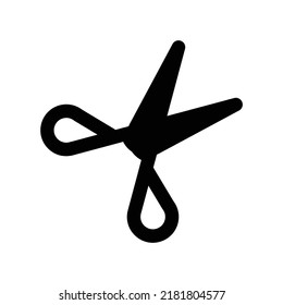 Schere Symbol für geschnittenes Objekt in schwarz-solidem Stil