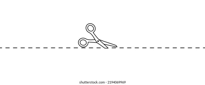 Scissor icon with dash line. Dot cut marks on coupon. Black shear crop voucher border on white coupon background. Vector illustration.