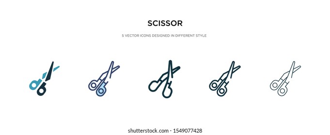 scissor icon in different style vector illustration. two colored and black scissor vector icons designed in filled, outline, line and stroke style can be used for web, mobile, ui