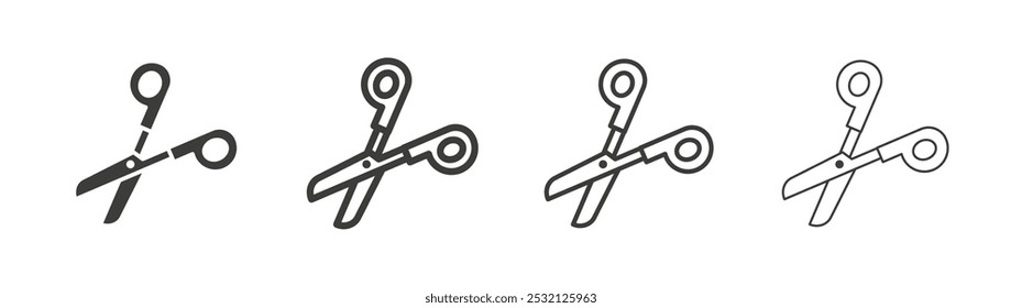 Scissor icon in fill and three stroke sizes