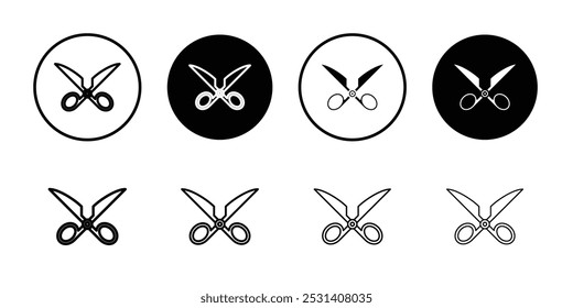 Scissor icon Flat fill set collection