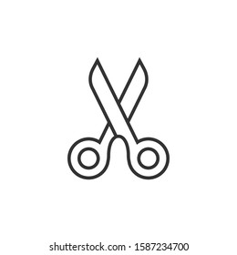 Scissor icon in flat style. Cut equipment vector illustration on white isolated background. Cutter business concept.