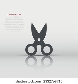 Scissor icon in flat style. Cut equipment vector illustration on white isolated background. Cutter business concept.