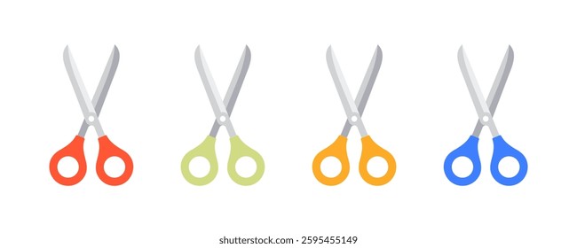  Scissor icon in flat style. Open scissors icon on white background. Cutting hair equipment vector illustration