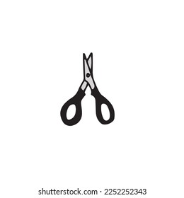 Scissor icon. Hand drawn professional pair of scissors cutting hair or needlework. Craft and scissoring flat creative scissors. Vector illustration