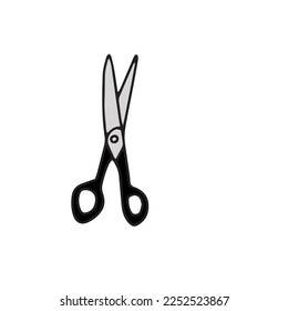 Scissor icon. Hand drawn professional pair of scissors cutting hair or needlework. Craft and scissoring flat creative scissors. Vector illustration