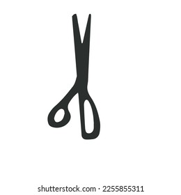 Scissor icon. Hand drawn professional pair of scissors cutting hair or needlework. Craft and scissoring flat creative scissors. Vector illustration