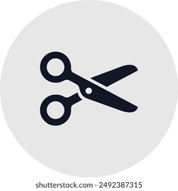 Scissor icon isolated on grey background. Cut lines with scissors signs. Cutting icon for mobile and web ui. Vector Illustration.