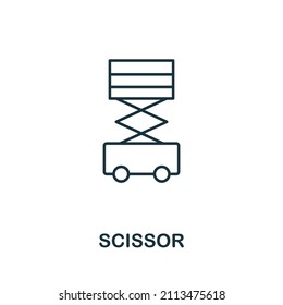Scissor icon. Line element from machinery collection. Linear Scissor icon sign for web design, infographics and more.